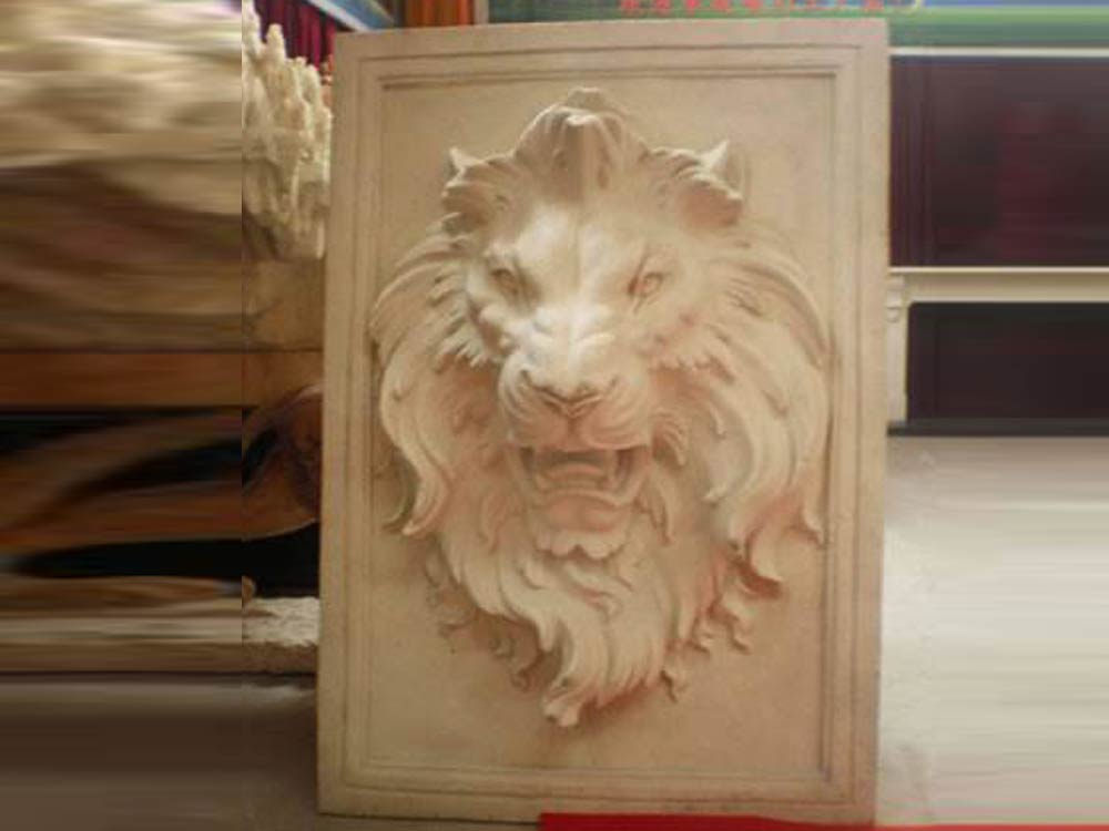 stone lion face panel : marble wall panel lion face 