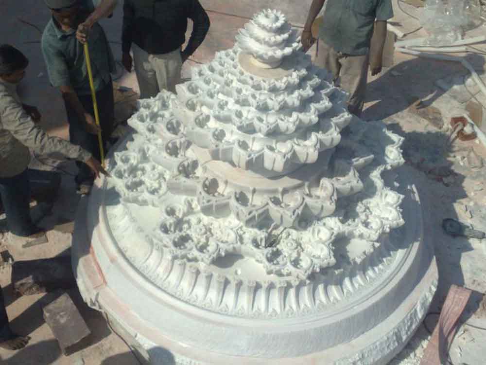 indian temple fountain :  white marbble temple fountain