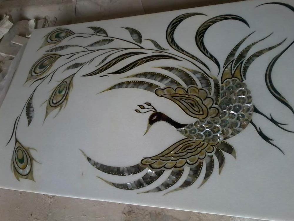 mop inlay table : mother of pearl tabletop : mop inlaid table